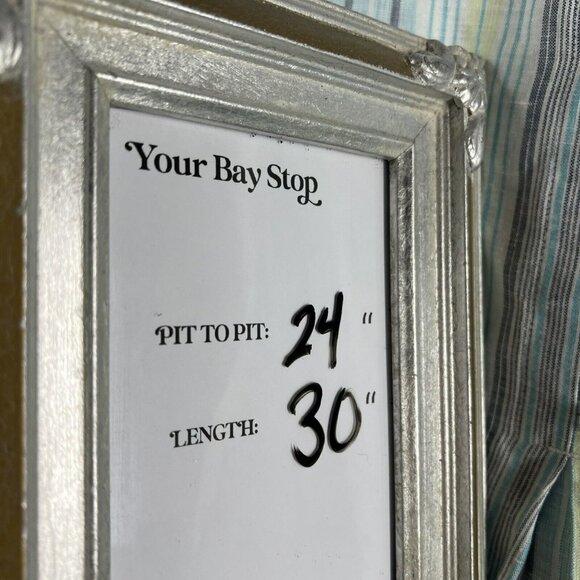 Chico's Women's Tunic Blouse Size Large Linen Blue Green Stripe 100% No Iron 3/4 - Picture 8 of 8